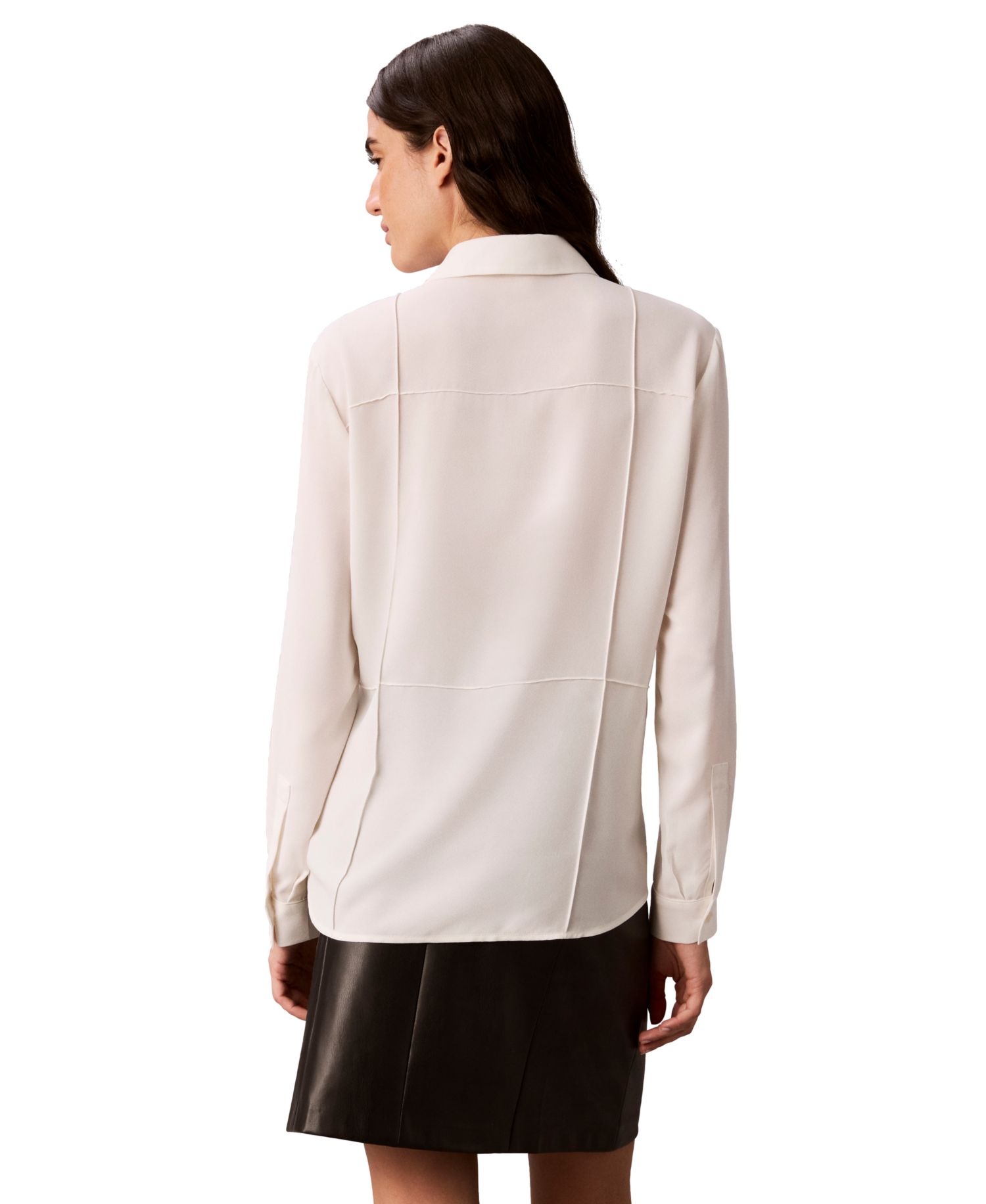 Petite Long-Sleeve Collared Neck Shirt
