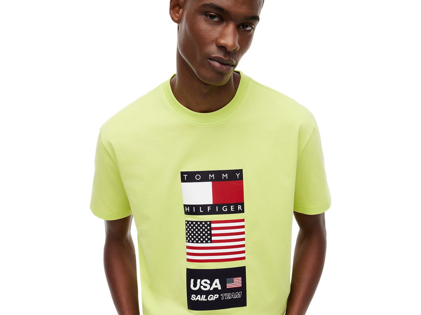 Мужская футболка Tommy Hilfiger x U.S. SailGP Flag Crewneck, цвет: Лаймовый — фото 3