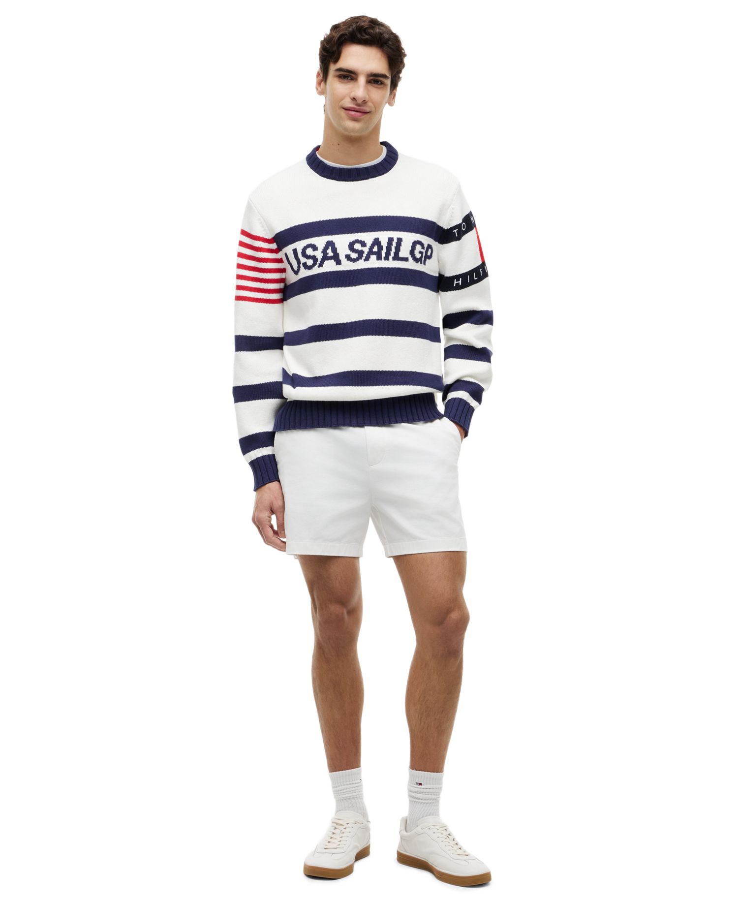 x U.S. SailGP Men's Stripe Crewneck Sweater