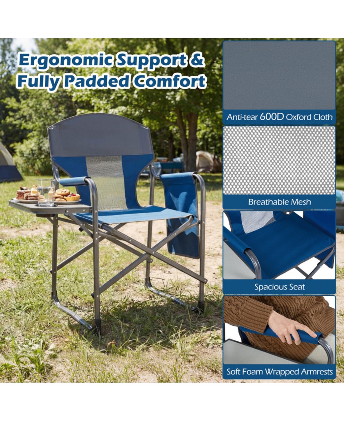 Sugift Folding Camping Chair with Cup Holder and Storage Pocket