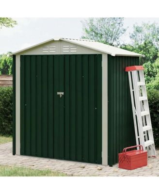 6x4 feet Outdoor Metal Storage Shed, 130 Cubic Feet Capacity, Sloped Roof, Lockable Door, Weather-Resistant Garden Shed for Backyard Patio