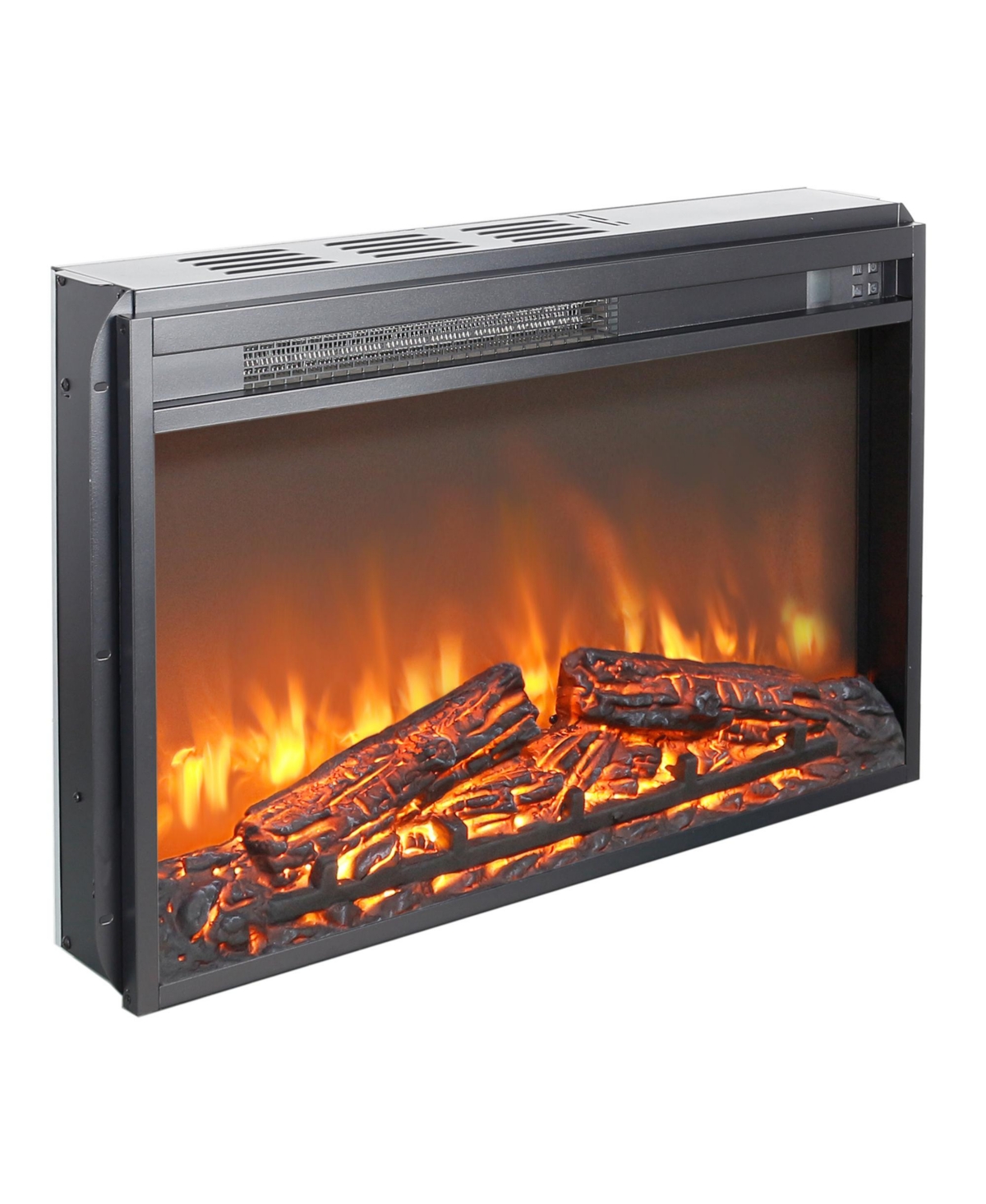 Clihome 26 inch Electric Fireplace Insert, Ultra Thin Heater with Log Set andRemote Control, Timer, Overheating Protection