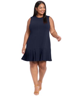 Plus Size Sleeveless Fit & Flare Scuba Crepe Dress