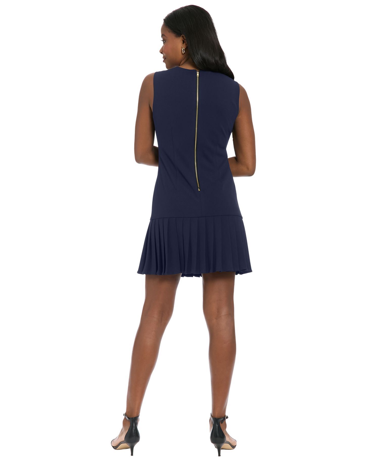 Petite Sleeveless Box Pleat A-Line Dress