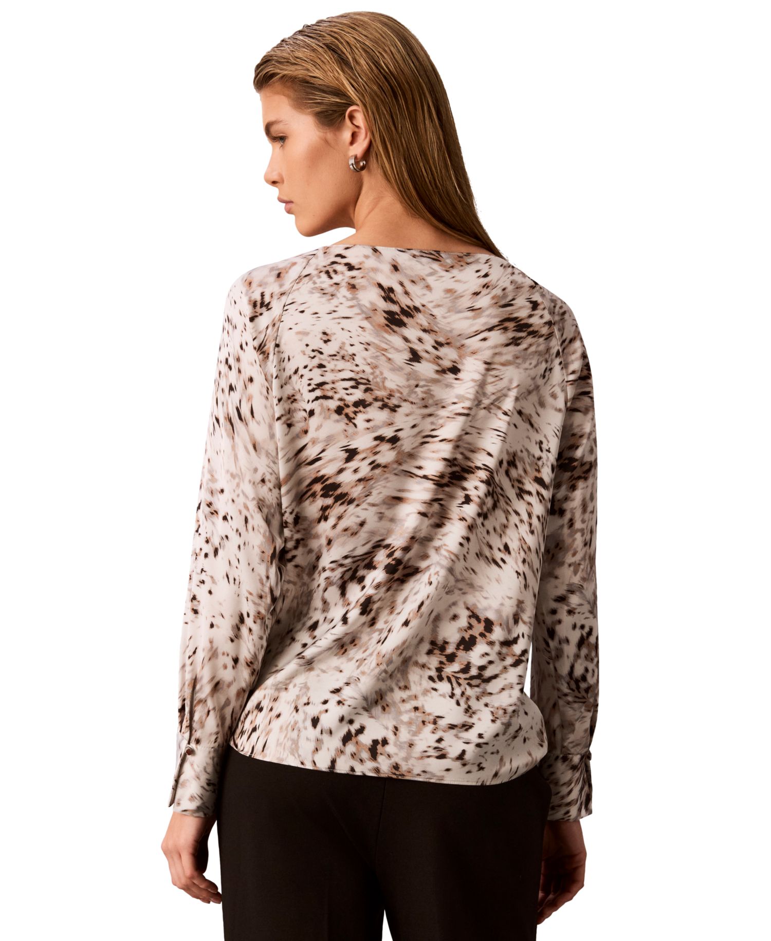 Petite Boat Neck Button-Front Long-Raglan-Sleeve Blouse