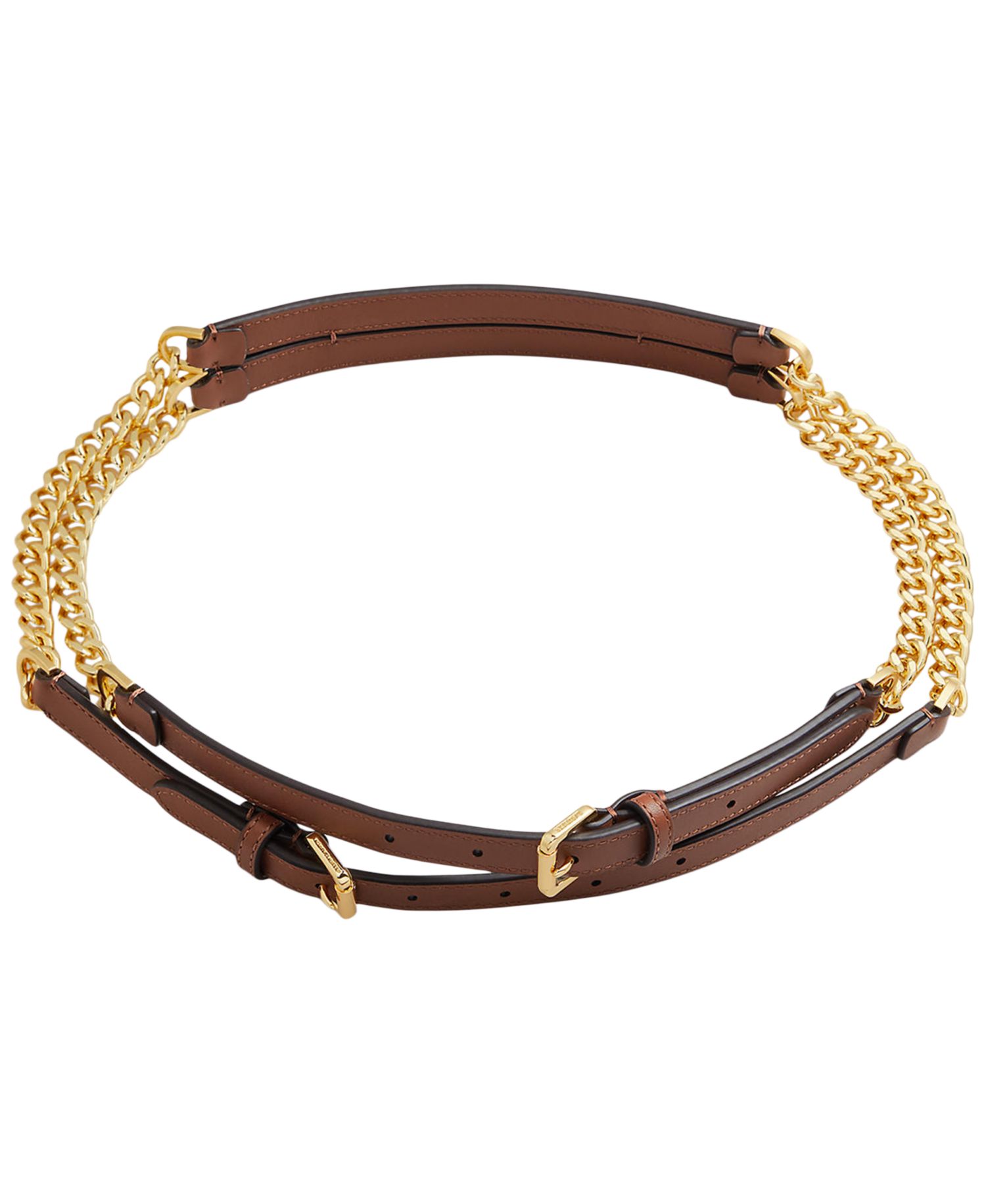 Leather Trim Stacked Chain Belt