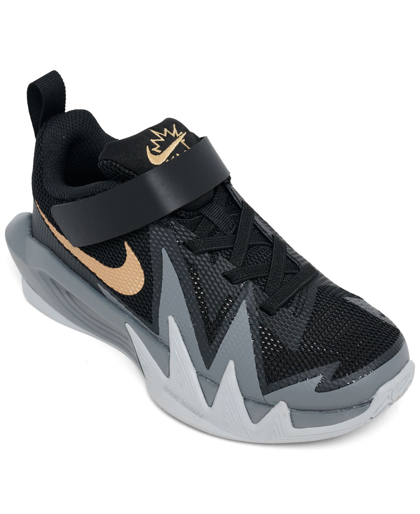 Кроссовки Nike S.T. Dynamite Basketball Sneakers from Finish Line для мальчиков, цвет: Чёрный / Золотой — фото 1