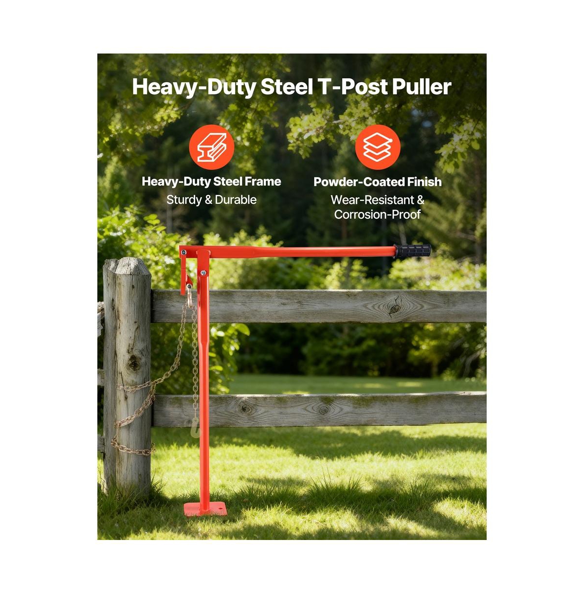 Sugift 36 in T Post Puller Heavy Duty Steel Fence Post Puller