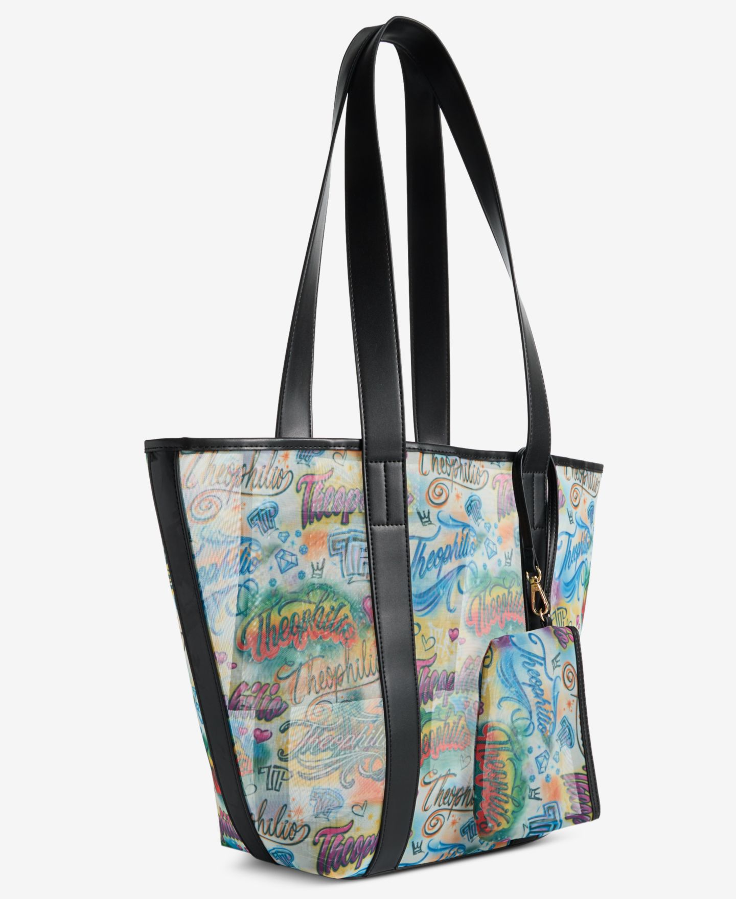 Женские сумки Theophilio | Macy's Graffiti Print Mesh Tote Bag & Removable Pouch Set — фото 3