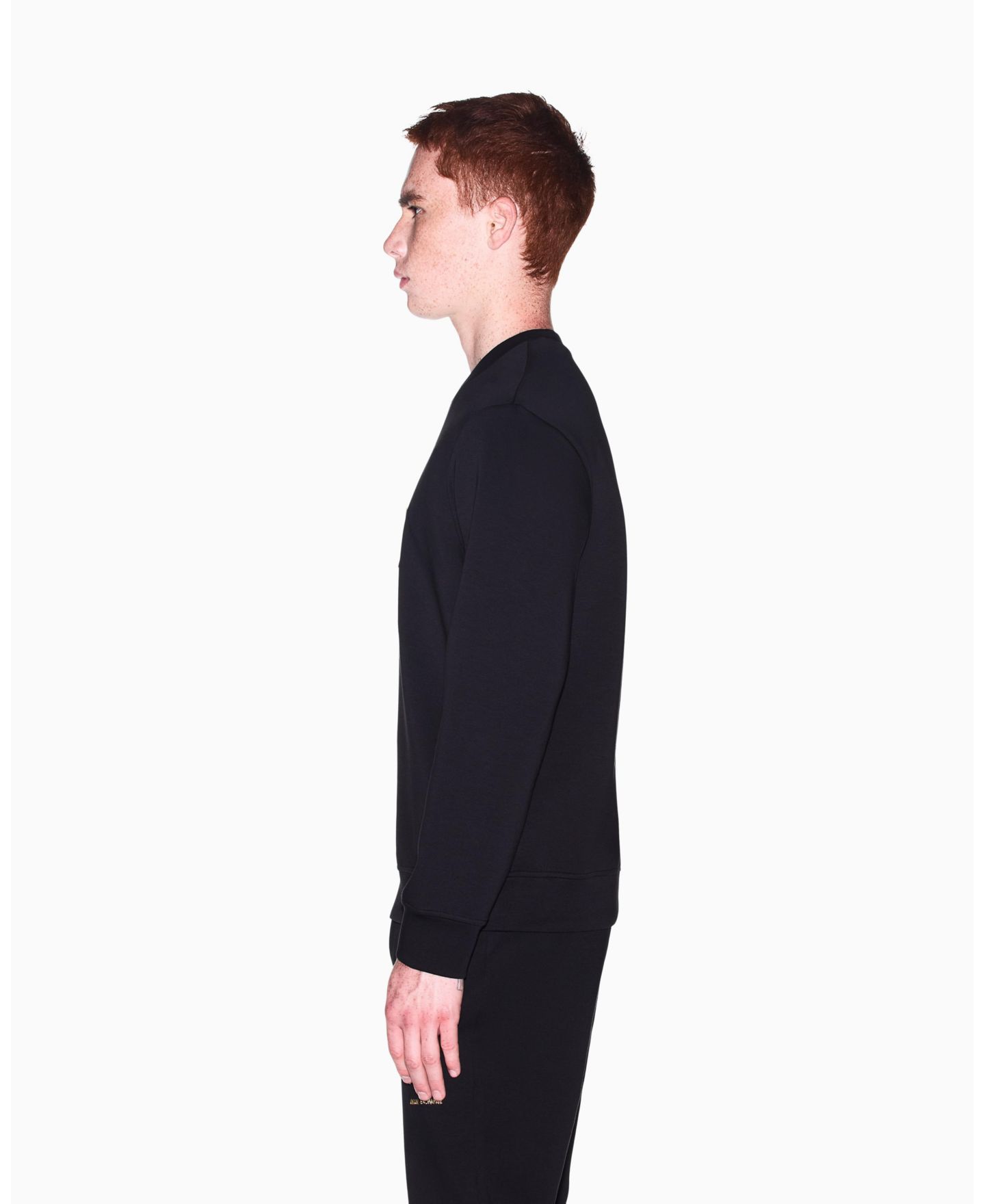Мужской свитшот A|X Armani Exchange Black And Gold Bonded Cotton Crewneck, цвет: Чёрный — фото 8
