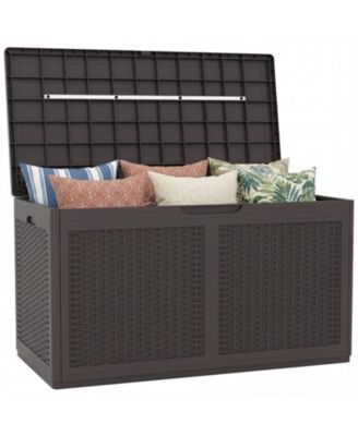 100 Gallon Resin Outdoor Deck Box and Storage Bench with Rattan Texture