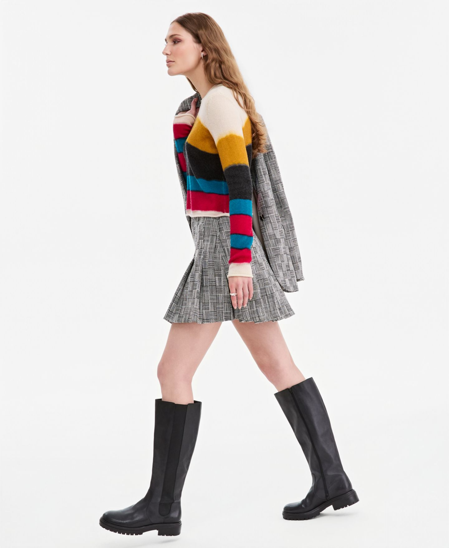 Женская юбка Jonathan Cohen | Macy's Pleated Houndstooth Plaid Mini — фото 3
