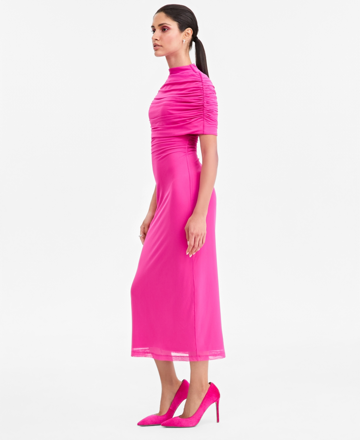 Lapointe X Macy's Women's Mock-Neck Midi Ruched Wrap Dress, Exclusive