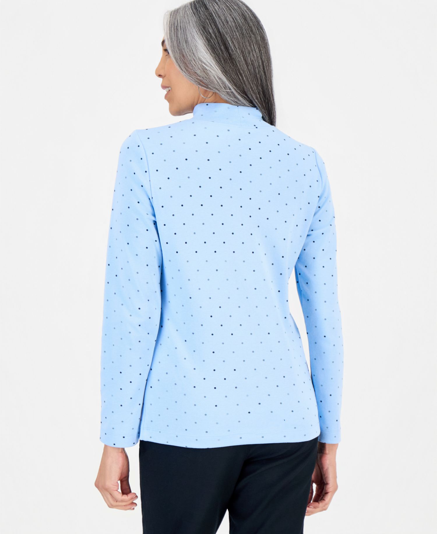 Women's Printed Mock-Neck Long-Sleeve Tee