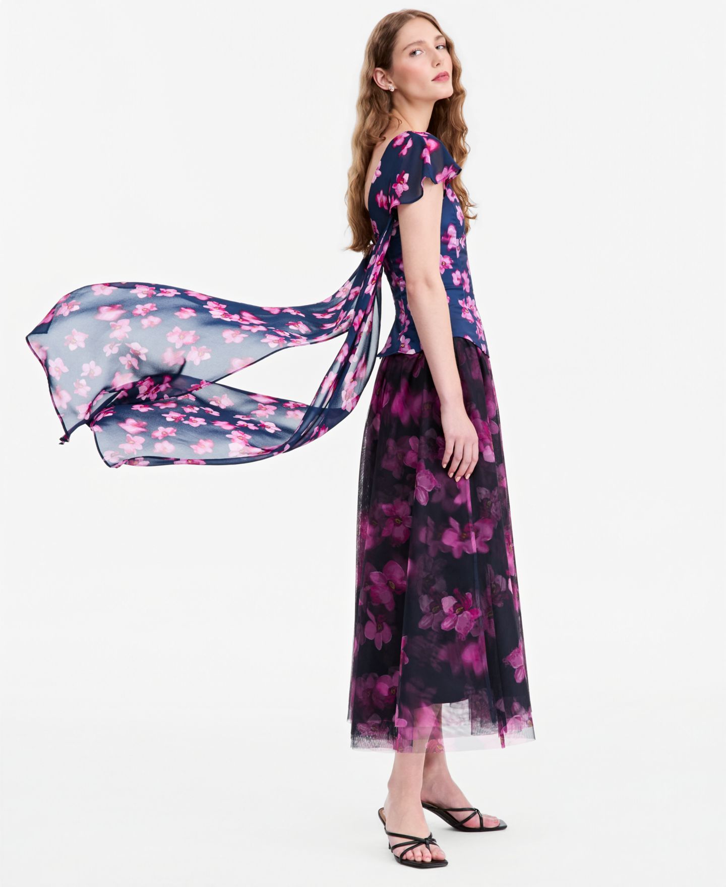 Женская юбка Jonathan Cohen | Macy's Floral-Print Tulle Midi — фото 3