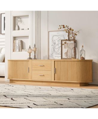 Modern TV Stand with Hidden Storage and Rounded Corners for 65''-70'' TVs
