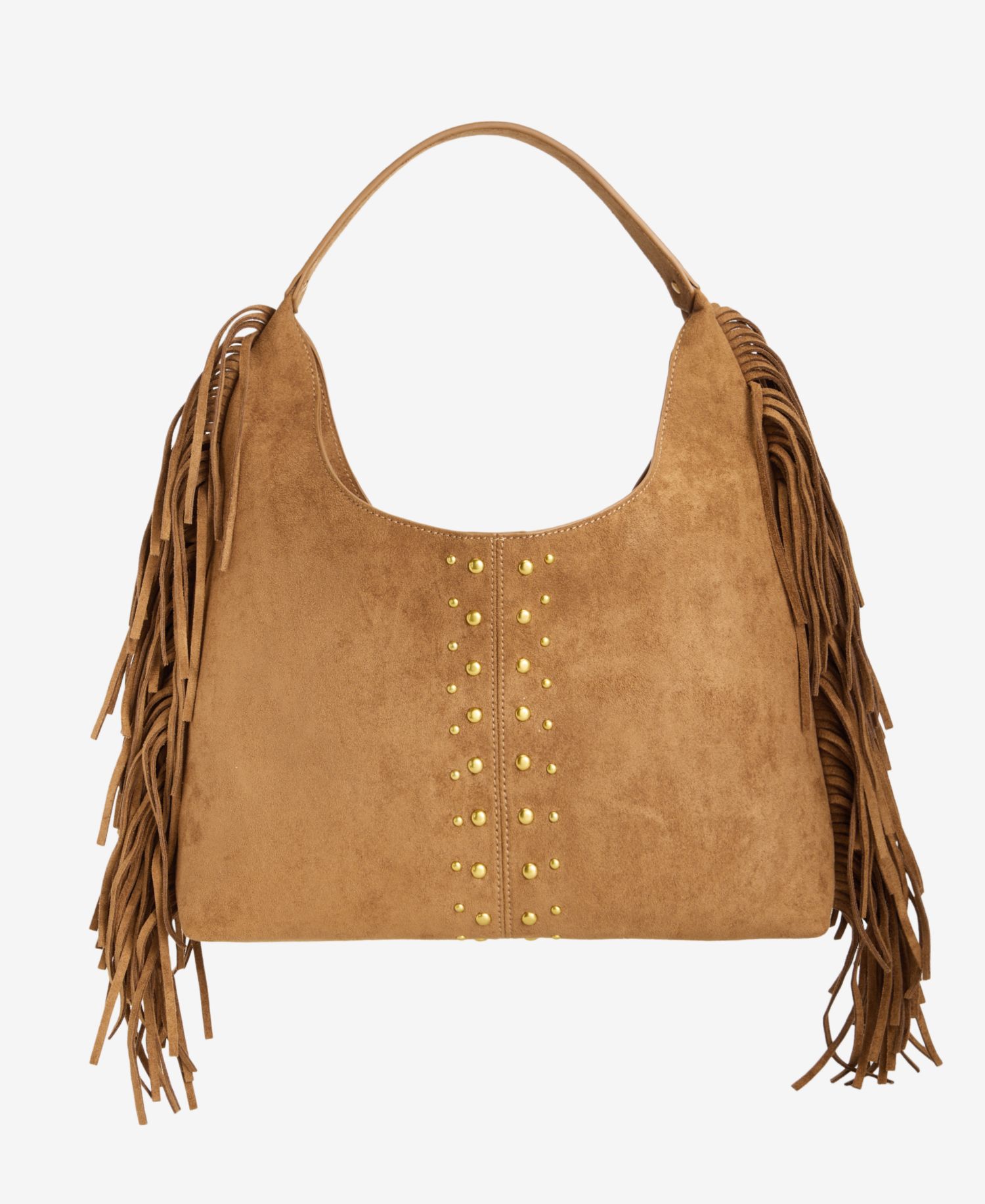 Fringed Faux-Suede Hobo Bag