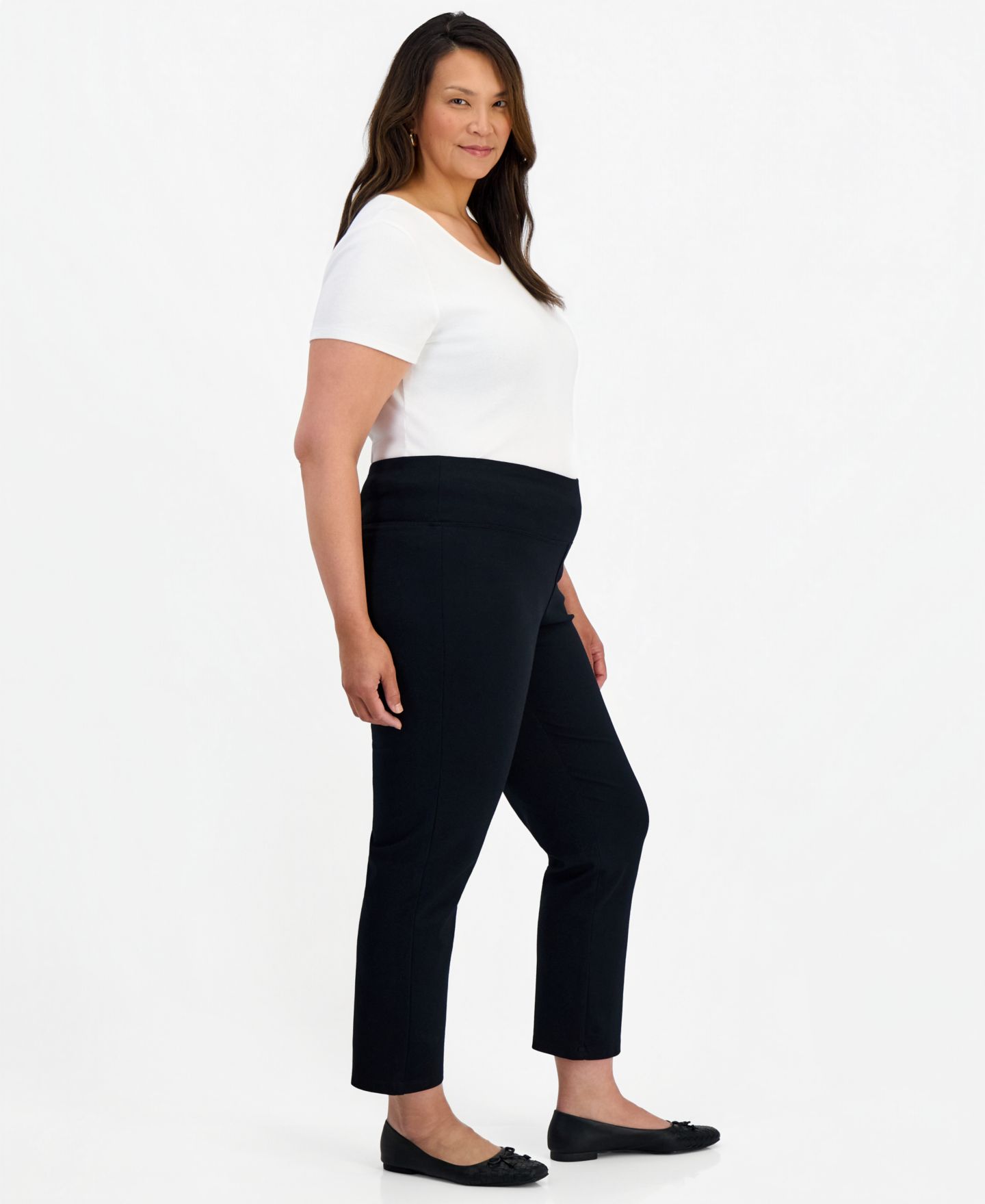 Женские брюки Style & Co Plus High-Rise Straight-Leg Ponte, цвет: Глубокий чёрный — фото 2