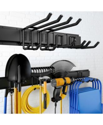 Wall Mount Garden Tool Organizer Metal Hooks Shed Rack