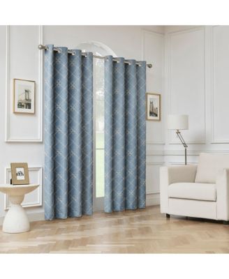 Adria Trellis Embroidered 100percentage Blackout Grommet Curtain Panel