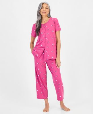 Women's 2-Piece Cotton Printed Cropped Pajama set