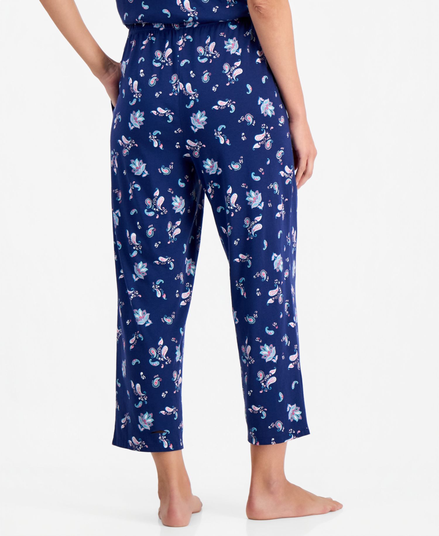 Women's 2-Piece Cotton Printed Cropped Pajama set