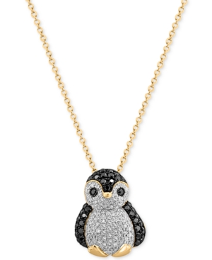 image of Effy Diamond Penguin Pendant Necklace (5/8 ct. t.w.) in 14k Gold