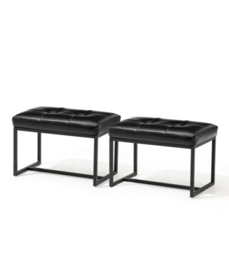 Modern Thick Leatherette Accent Stool, Set of 2