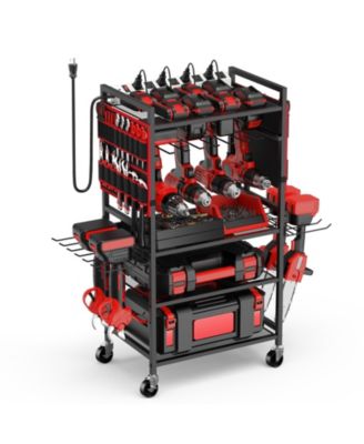 Garlarge Tool Organizer Cart Charging Station Drill Holder Rolling