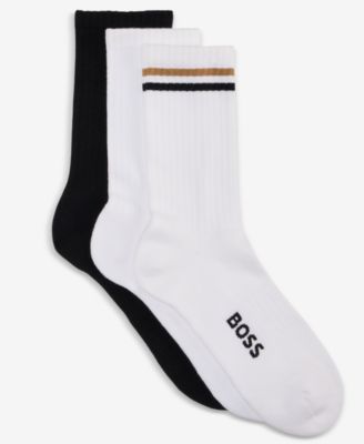 Men's Stripe-Ribbed Crew Socks, 3-Pack