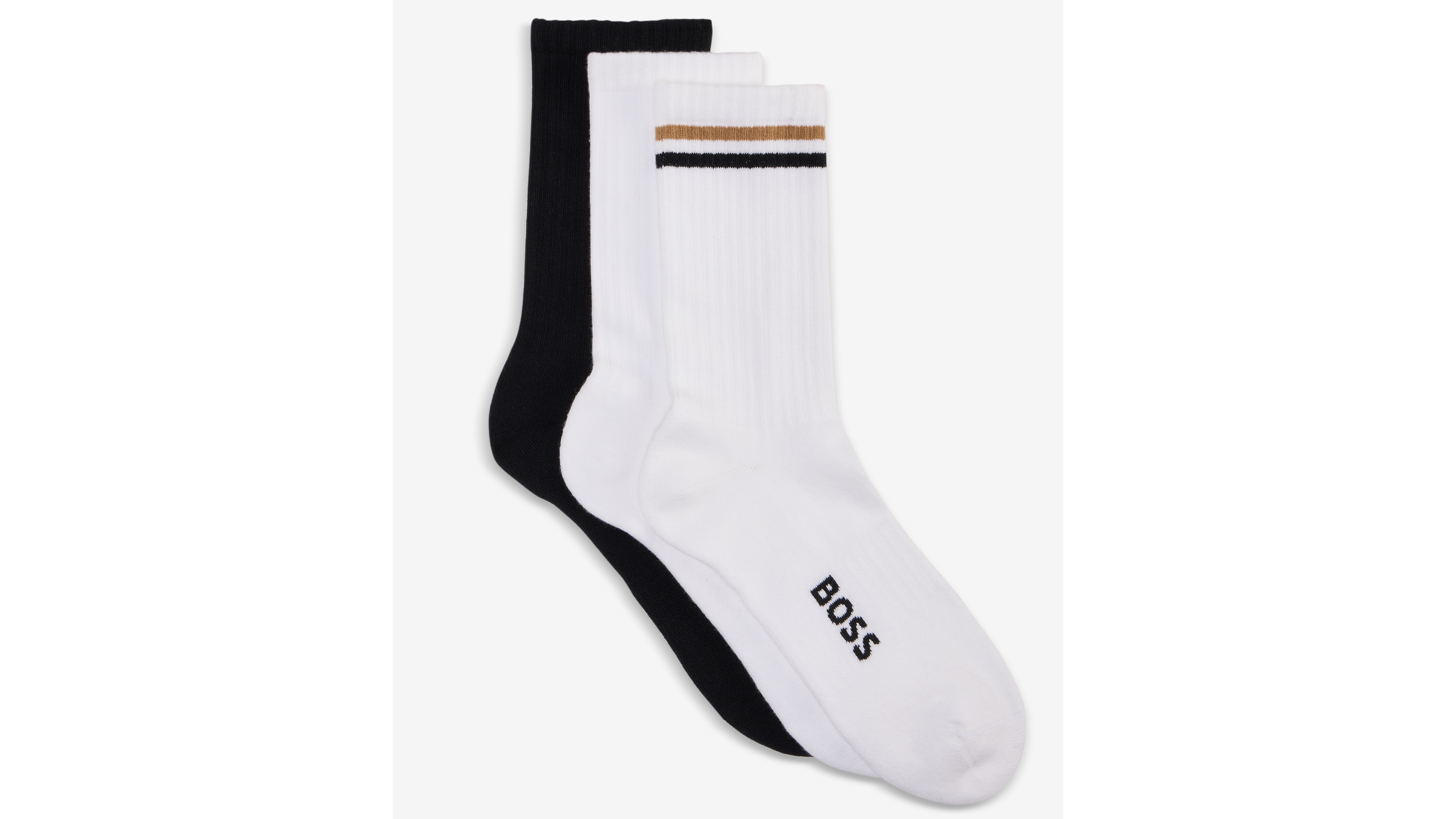 Hugo Boss Men's Stripe-Ribbed Crew Socks, 3-Pack