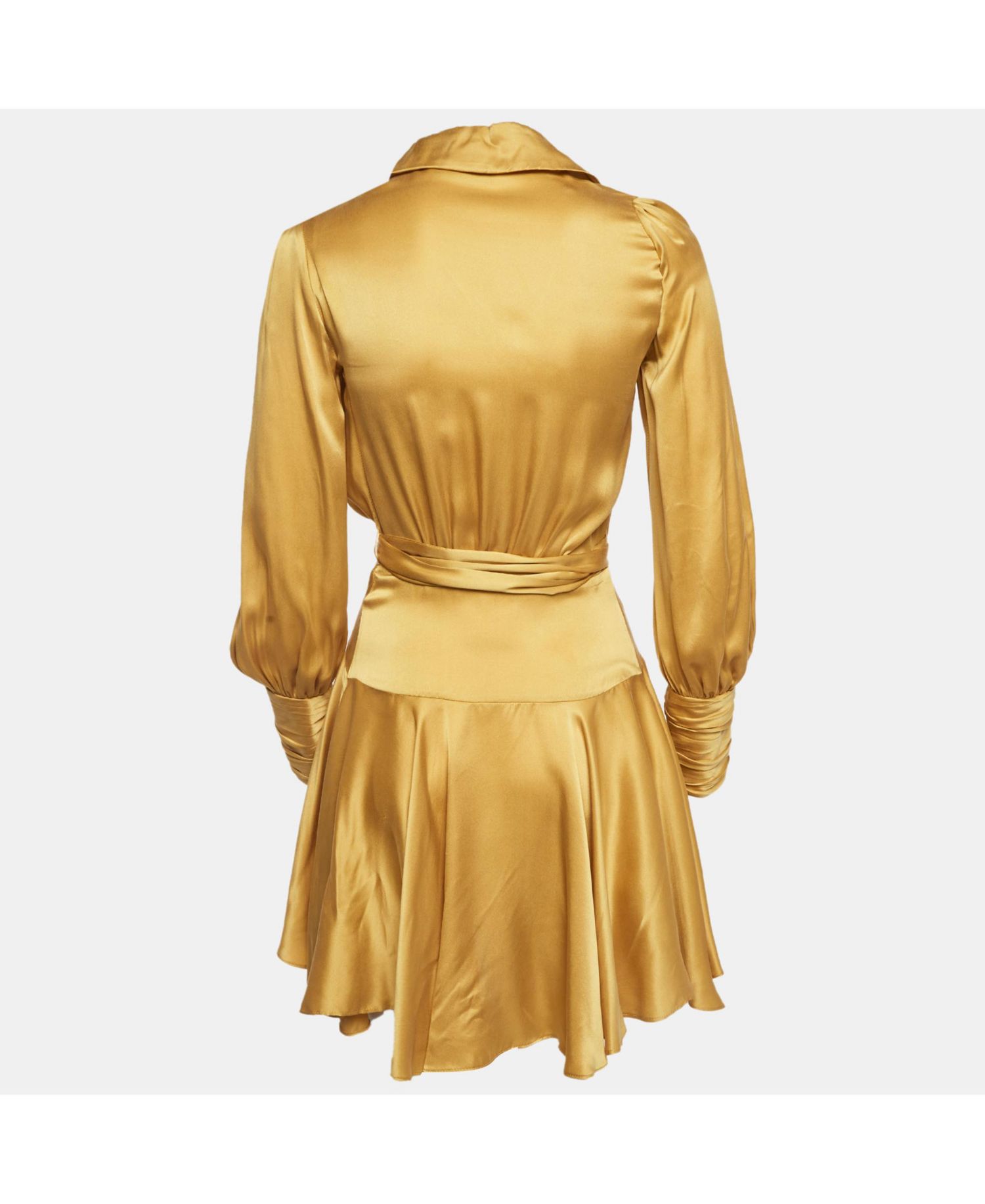 Women's Silk Wrap Ruffle Mini Dress