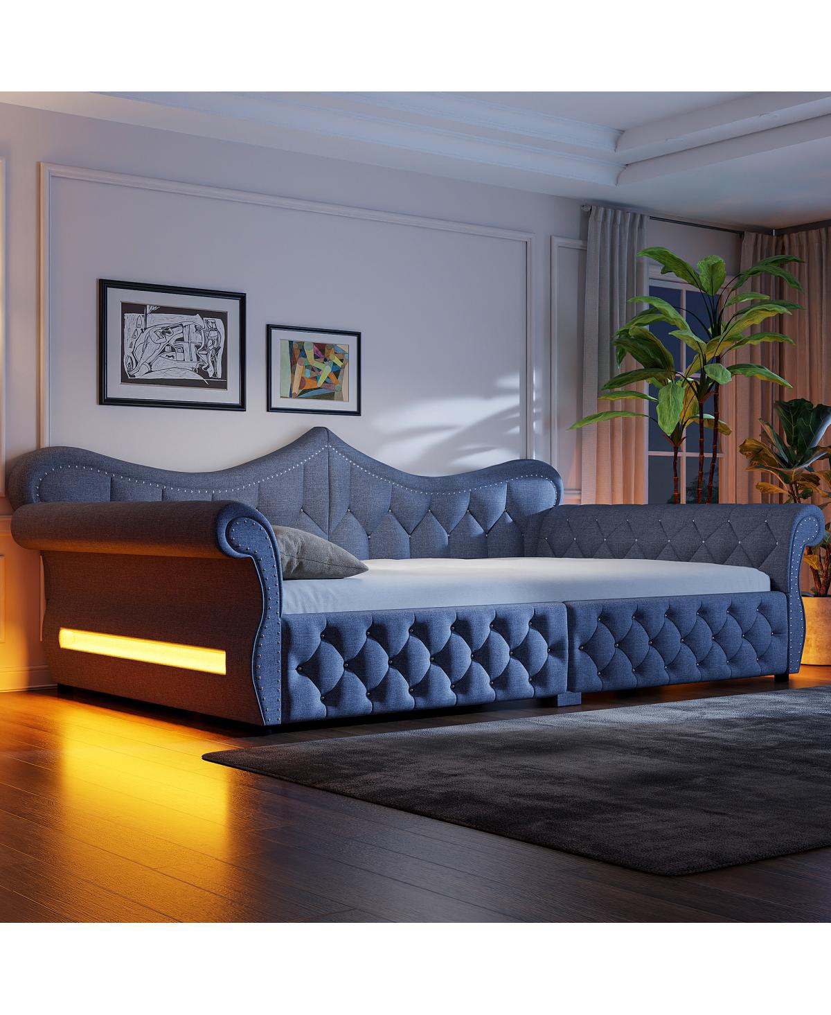 Streamdale Furniture Upholstered Led Daybed with Nailhead Trim