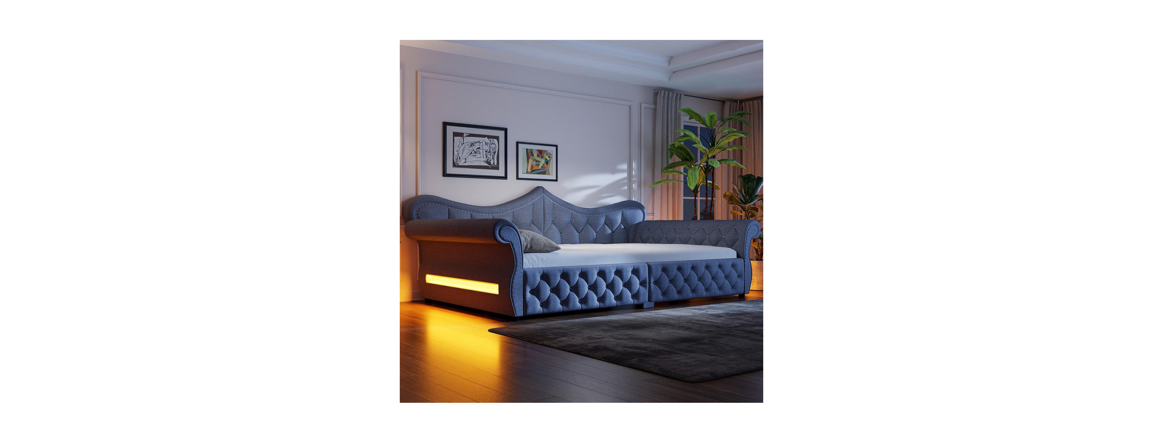Streamdale Furniture Upholstered Led Daybed with Nailhead Trim