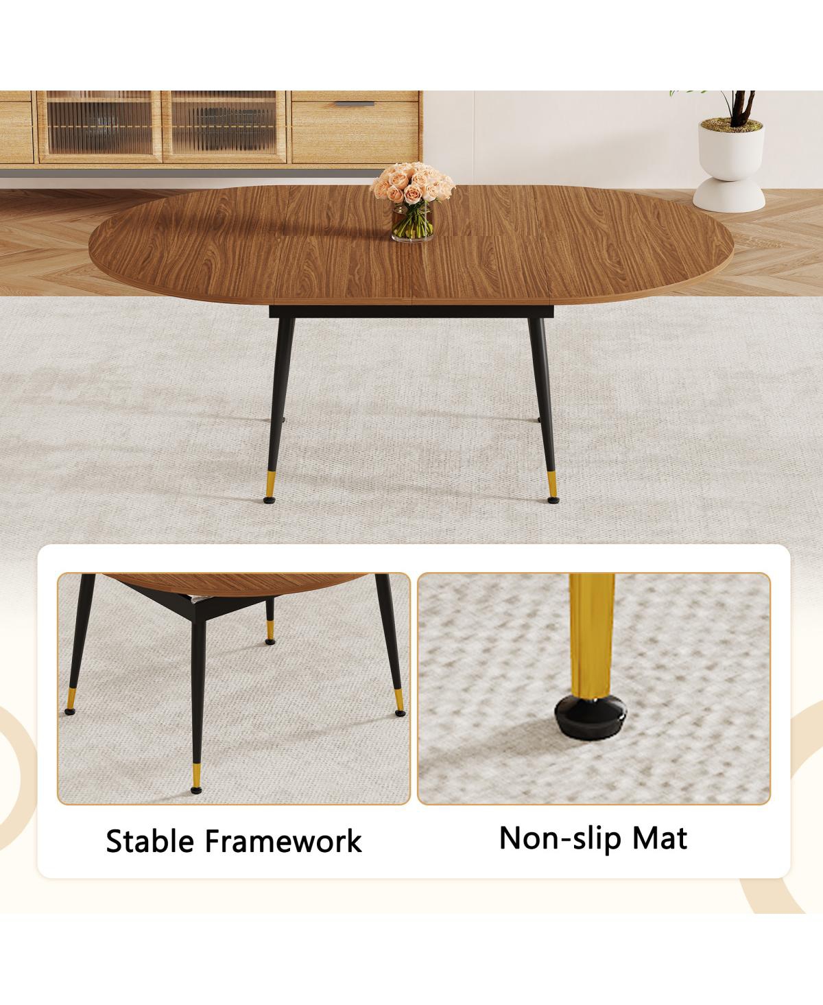 Streamdale Furniture Oval Extendable Dining Table with Metal Legs Seats 6-10
