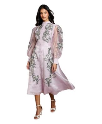 Women's Petite Embroidered Midi Dress