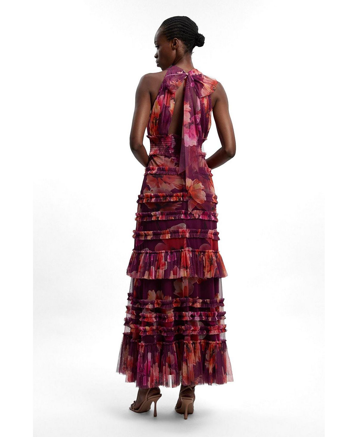 Karen Millen Women's Floral Tulle Maxi Dress view 3 — MAYCSS fashion products
