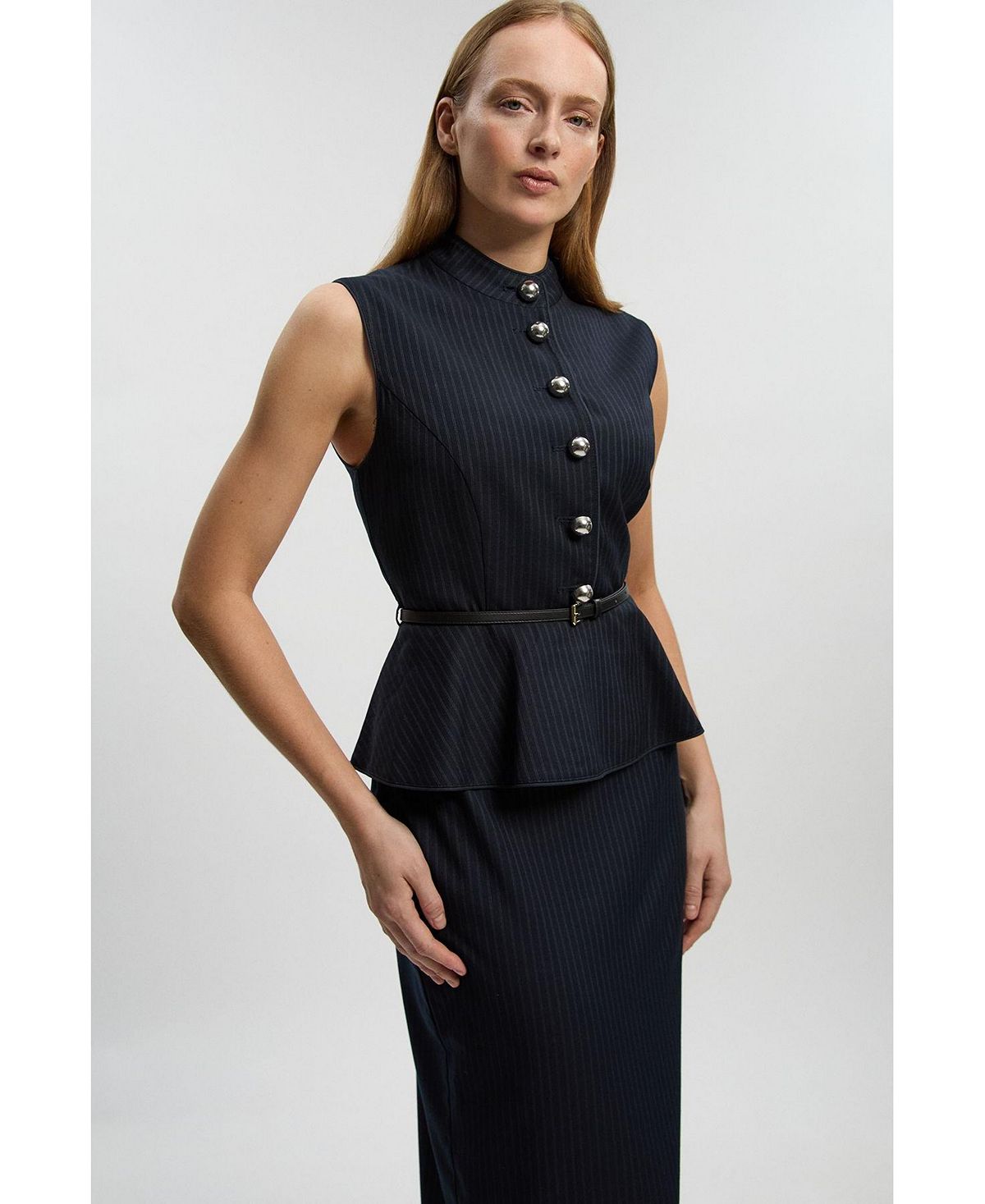 Karen Millen Women's Sleeveless Peplum Midi Dress view 4 — MAYCSS fashion products