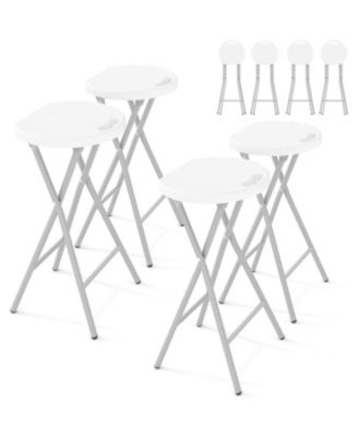 4 Piece 28 Inch Ourdoor Folding Stool, Folding Bar Stool with Handle for Outdoor Indoor Kitchen Home Bar