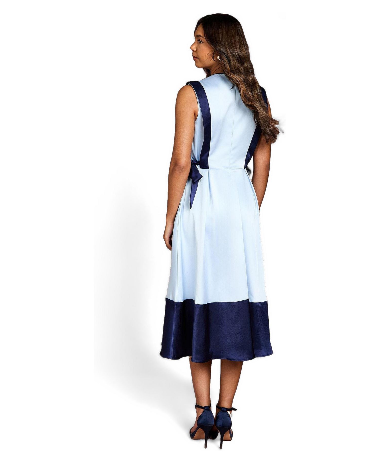 Women's Bow Satin Midi Dress