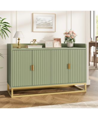 Fluted Sideboard with Storage Buffet Cabinet with Adjustable Shelves for Living Room Kitchen Entryway