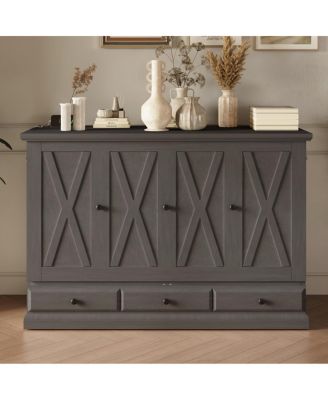 Farmhouse Solid Pine Murphy Bed Chest with Charging Station and Storage