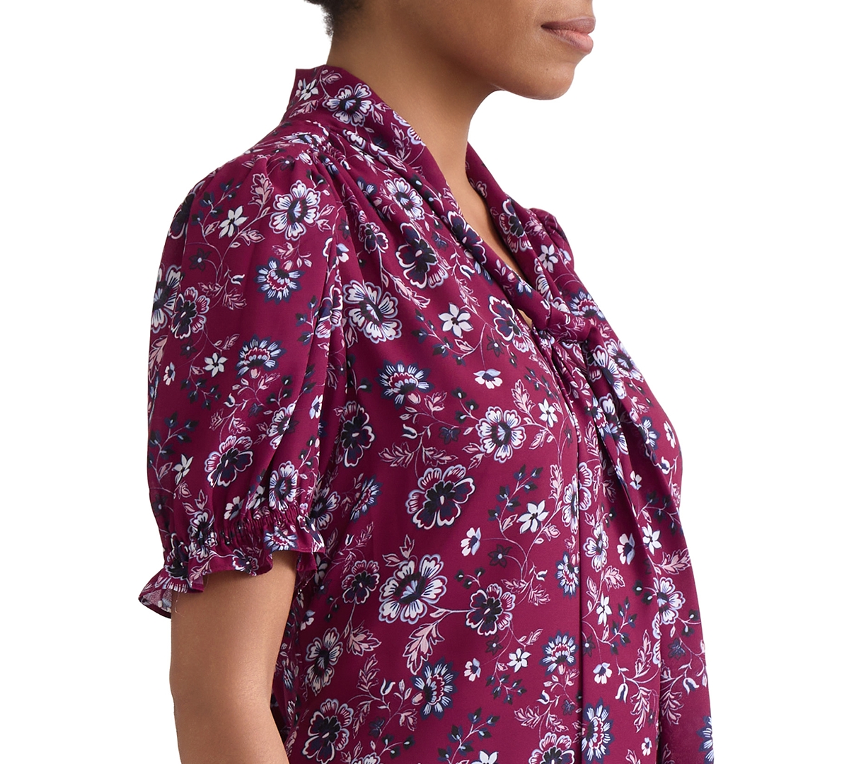 Jones New York Women's Tie-Neck Printed Top