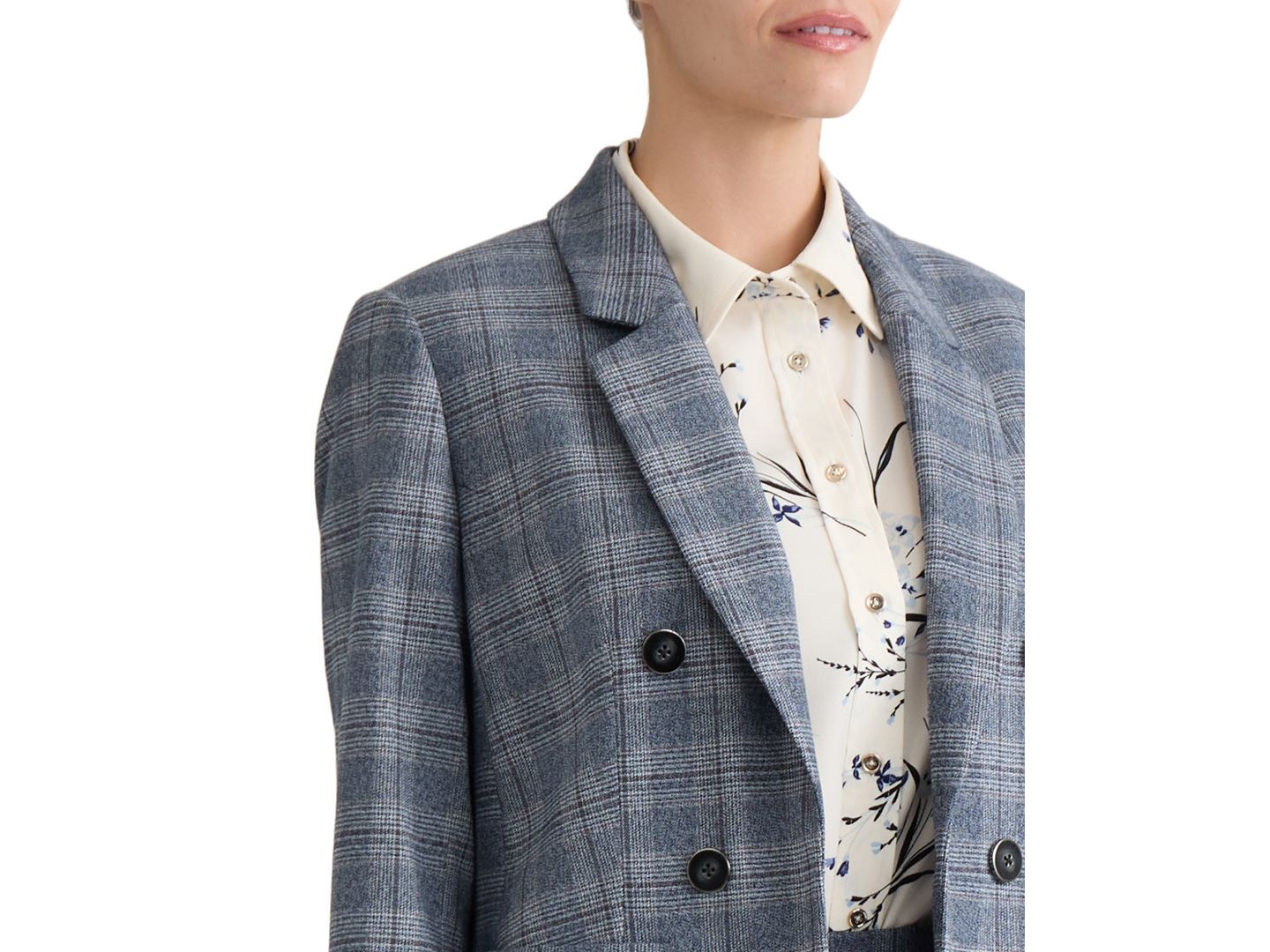 Женский пиджак Jones New York Plaid Notch Collar Blazer, цвет: Тёмно-синий разноцветный — фото 7