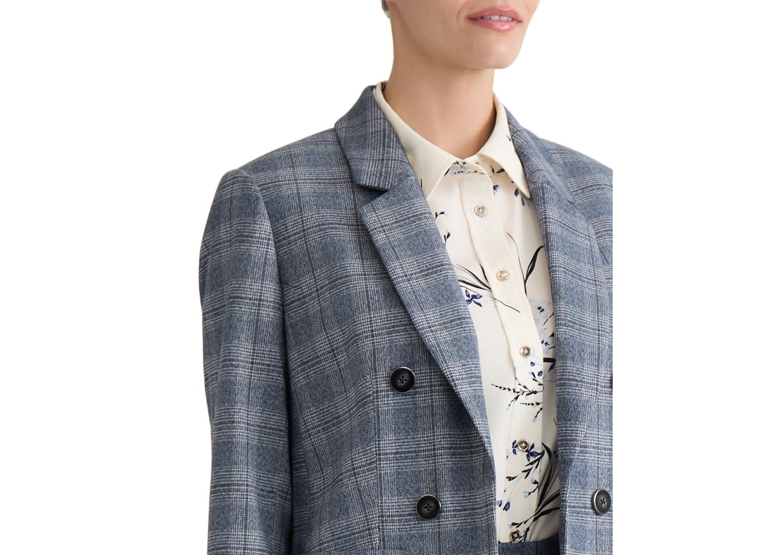 Women's Plaid Notch Collar Blazer