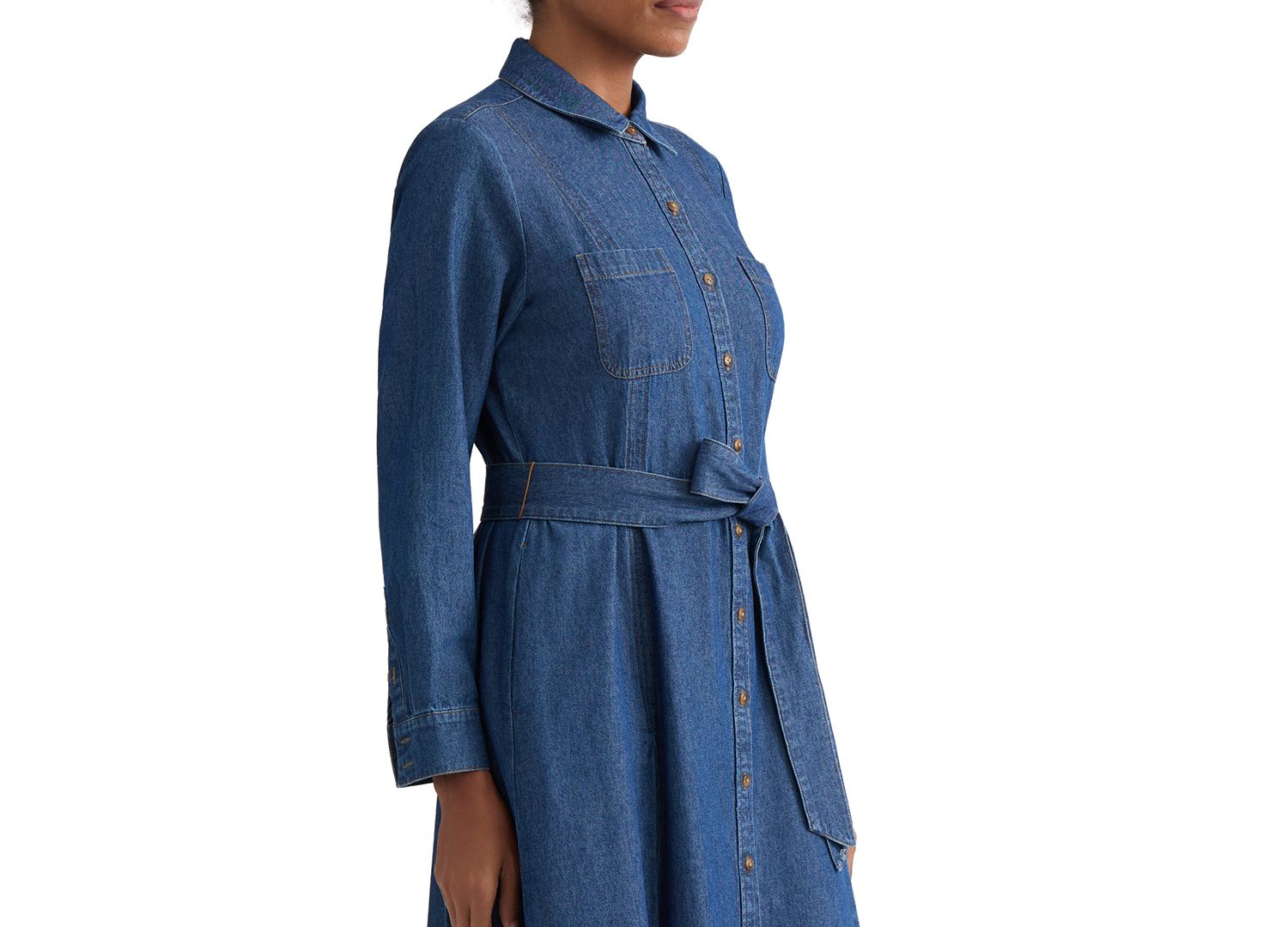 Women's Button-Up Cotton Shirt Dress