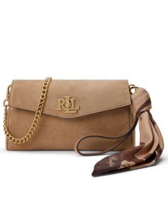 Scarf Trim Suede Small Crossbody Handbag