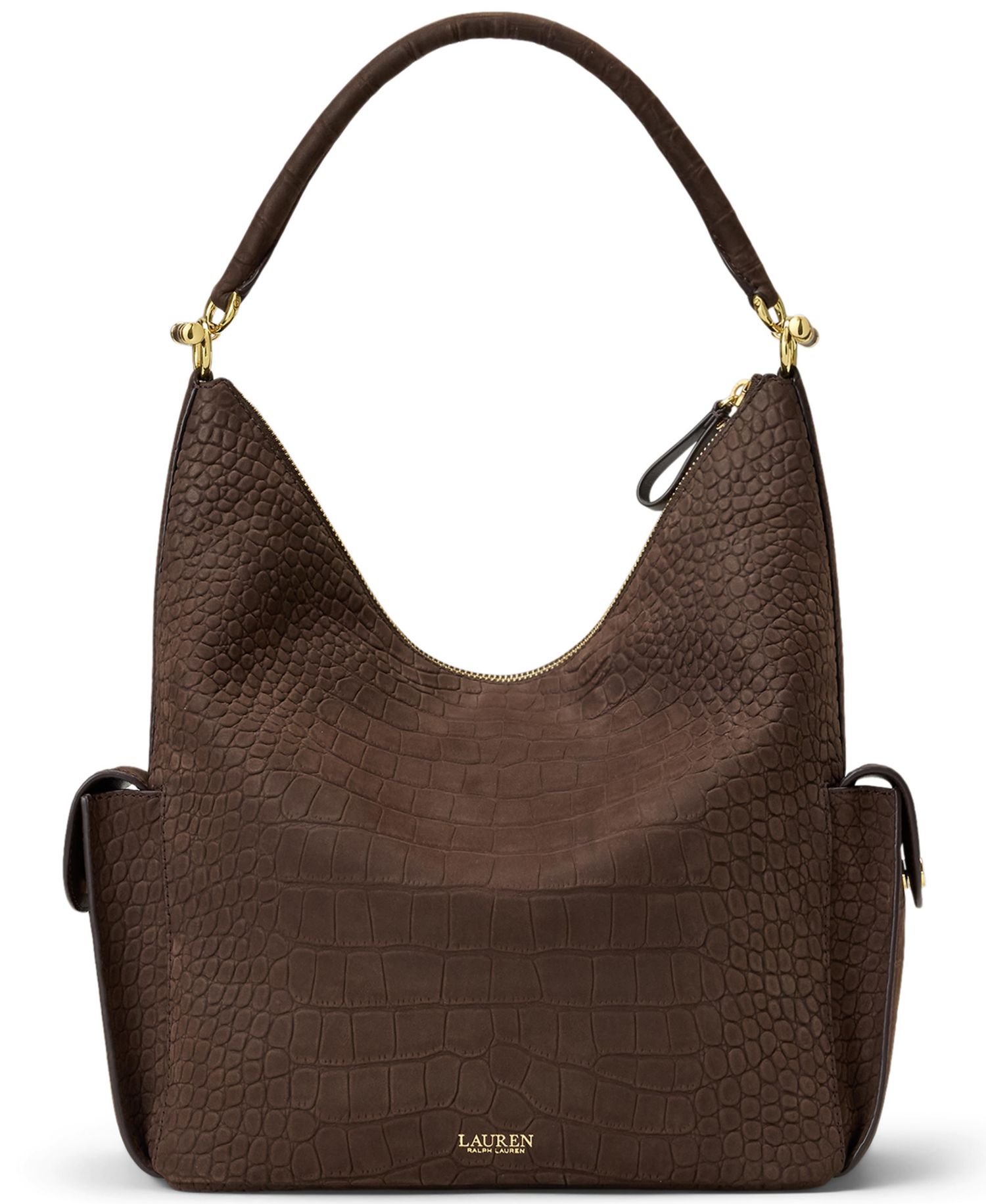 Blaike Suede Croc-Embossed Medium Hobo Bag