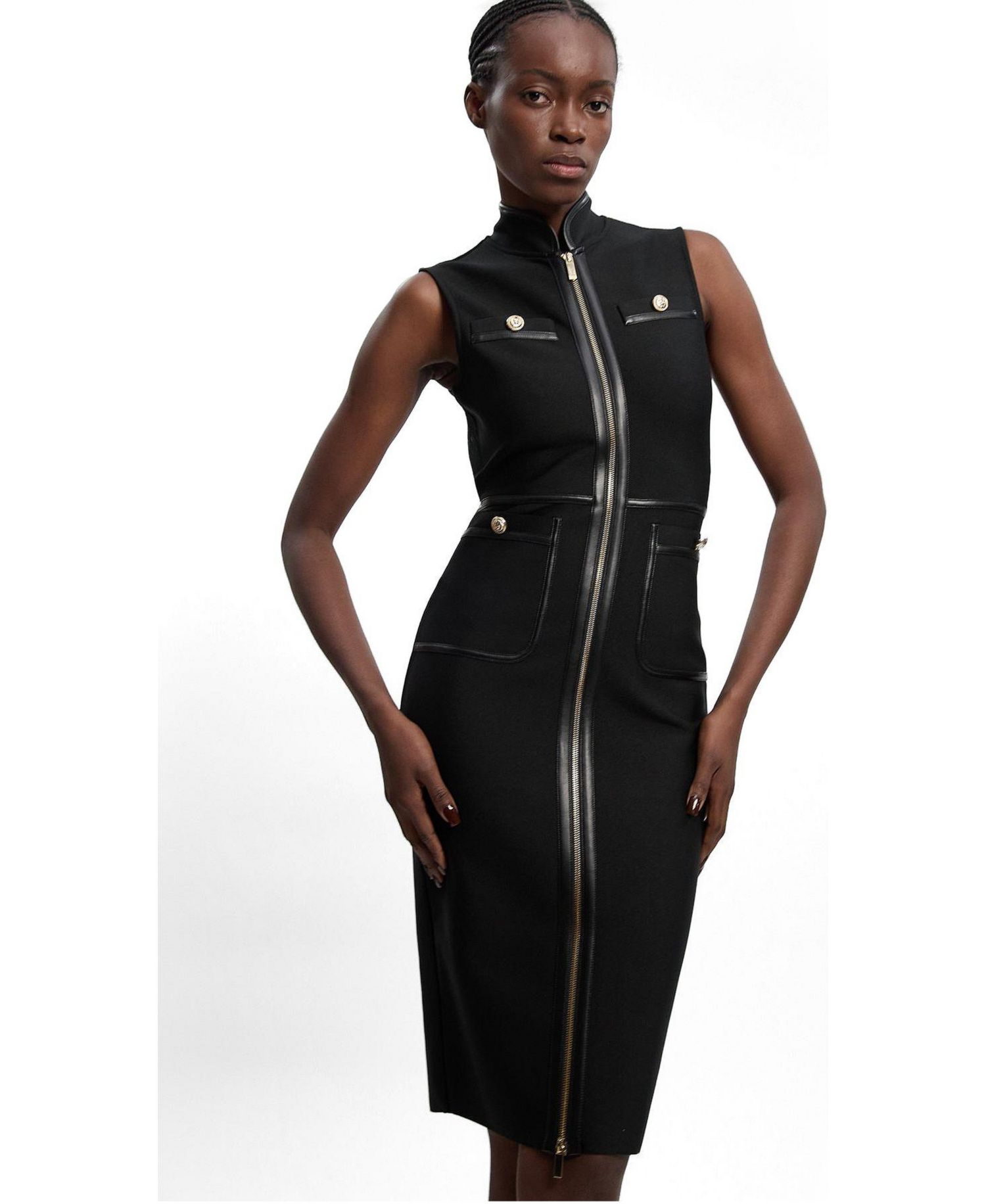 Women's Military Bandage Midi Dress