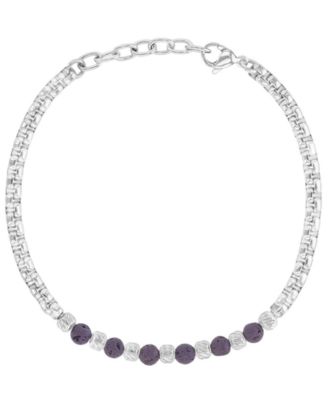 Quiksilver Men's Platinum-Plated Lava Chain Bracelet - Platinum/Black